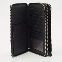 Burberry Black/Grey House Check PVC and Leather Reeves Double Zip Wallet
