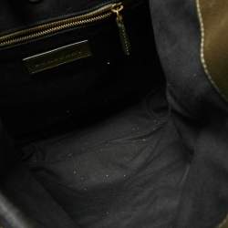 Pre Owned Burberry Military Green Leather Drawstring Backpack
