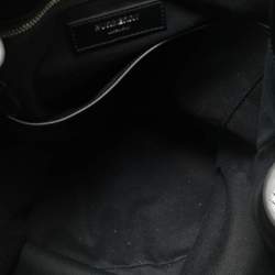 Pre Owned حقيبة ظهر بربري شمواه وجلد بتأثير مرآة أسود/فضي مع رباط للشد