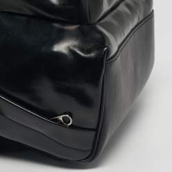Pre Owned Burberry Black/White Coated Canvas and Leather Horseferry Backpack
