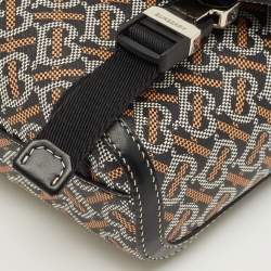 Pre Owned Burberry Black/Brown TB Monogram Coated Canvas and Leather Messenger Bag