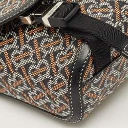 Pre Owned Burberry Black/Brown TB Monogram Coated Canvas and Leather Messenger Bag