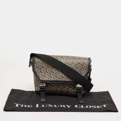 Pre Owned Burberry Black/Brown TB Monogram Coated Canvas and Leather Messenger Bag