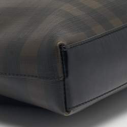 Pre Owned Burberry Brown/Black Smoked Check Coated Canvas and Leather The Barrow Briefcase
