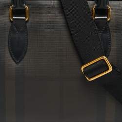 Pre Owned Burberry Brown/Black Smoked Check Coated Canvas and Leather The Barrow Briefcase