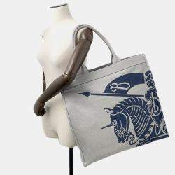 مملوكة مسبقًا Burberry Ekd Square Tote Night Canvas