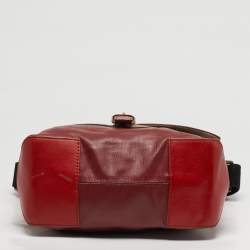 Pre Owned حقيبة ماسنجر بربري قماش مربعات ميغا حمراء/بنية بیلدون