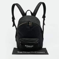 Pre Owned Burberry Black Nylon Logo Print Backpack
