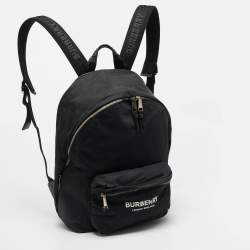 Pre Owned Burberry Black Nylon Logo Print Backpack