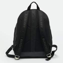 Pre Owned Burberry Black Nylon Logo Print Backpack