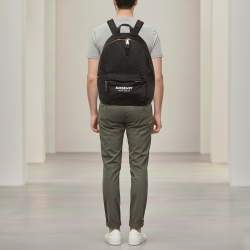 Pre Owned Burberry Black Nylon Logo Print Backpack