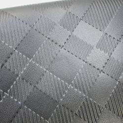 Pre Owned Burberry Embossed Check Messenger Bag Black Calf Leather