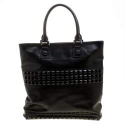 Burberry Black Glazed Leather Studded Tote 