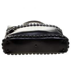 Burberry Black Glazed Leather Studded Tote 