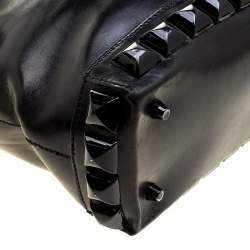 Burberry Black Glazed Leather Studded Tote 