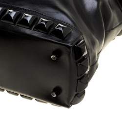 Burberry Black Glazed Leather Studded Tote 