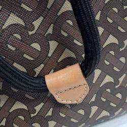 Pre Owned Burberry Monogram Medium Dark Birch Brown Coated Canvas Bucket Bag