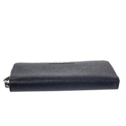 Burberry Navy Blue Leather Zip Around Wallet
