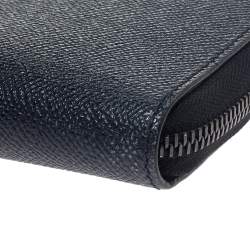 Burberry Navy Blue Leather Zip Around Wallet