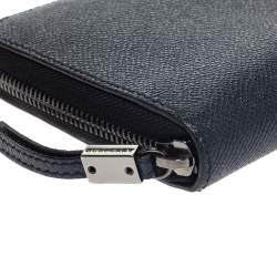 Burberry Navy Blue Leather Zip Around Wallet