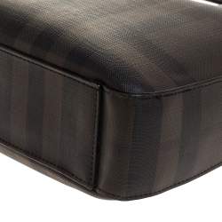 Pre Owned Burberry Dark Brown/Black Smoke Check PVC and Leather Laptop Bag