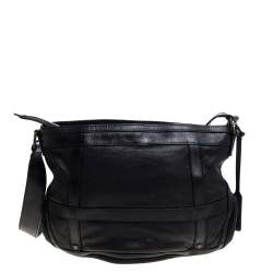 Pre Owned Burberry Black Leather Messenger Bag