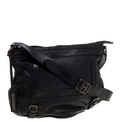 Pre Owned Burberry Black Leather Messenger Bag