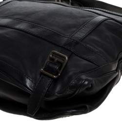 Pre Owned Burberry Black Leather Messenger Bag