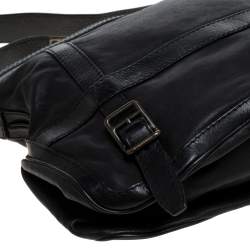 Pre Owned Burberry Black Leather Messenger Bag