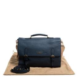 Pre Owned Burberry Blue/Beige Nova Check Canvas and Leather Messenger Bag