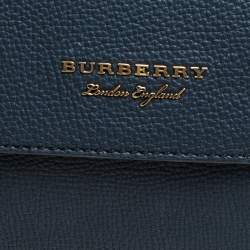Pre Owned Burberry Blue/Beige Nova Check Canvas and Leather Messenger Bag
