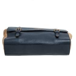 Pre Owned Burberry Blue/Beige Nova Check Canvas and Leather Messenger Bag