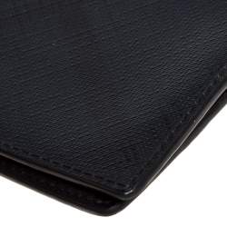 Burberry Navy Blue/Black Check Coated Canvas Bill Bifold Wallet