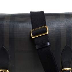 Burberry Grey Smoked Check PVC and Leather Hendley Messenger Bag