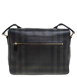 Burberry Grey Smoked Check PVC and Leather Hendley Messenger Bag