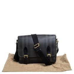 Burberry Grey Smoked Check PVC and Leather Hendley Messenger Bag
