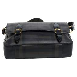 Burberry Grey Smoked Check PVC and Leather Hendley Messenger Bag