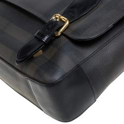 Burberry Grey Smoked Check PVC and Leather Hendley Messenger Bag
