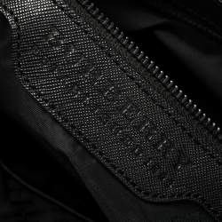 Pre Owned Burberry Burgundy/Black Nylon and Leather Tote