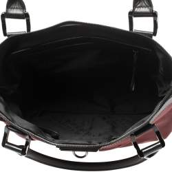 Pre Owned Burberry Burgundy/Black Nylon and Leather Tote