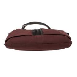 Pre Owned Burberry Burgundy/Black Nylon and Leather Tote