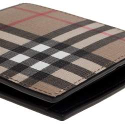 Pre Owned Burberry Beige House Check Coated Canvas Bifold Wallet
