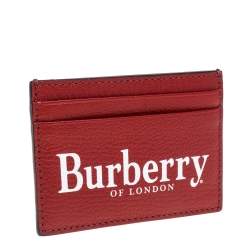 Burberry Red Leather Logo Print Card Case 