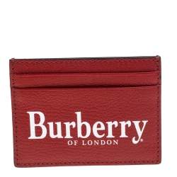 Burberry Red Leather Logo Print Card Case 