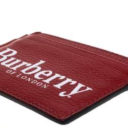 Burberry Red Leather Logo Print Card Case 