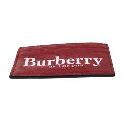 Burberry Red Leather Logo Print Card Case 