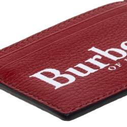 Burberry Red Leather Logo Print Card Case 