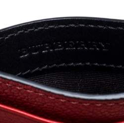 Burberry Red Leather Logo Print Card Case 