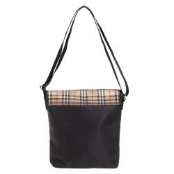 Burberry Black/Beige Vintage Check Nylon Messenger Bag