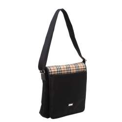 Burberry Black/Beige Vintage Check Nylon Messenger Bag